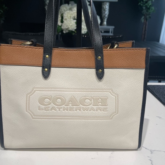 Coach Cream and Tan Leather Tote - Picture 7 of 7